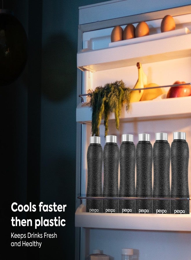 PEXPO Bistro ISI Certified Stainless Steel Fridge/Sports Water Bottle 1 Litre, Black, Pack of 2 | Single Walled | Easy Grip | Leakproof Water Bottle for Home, Office, Gym, School, Yoga, Trekking - Image 4